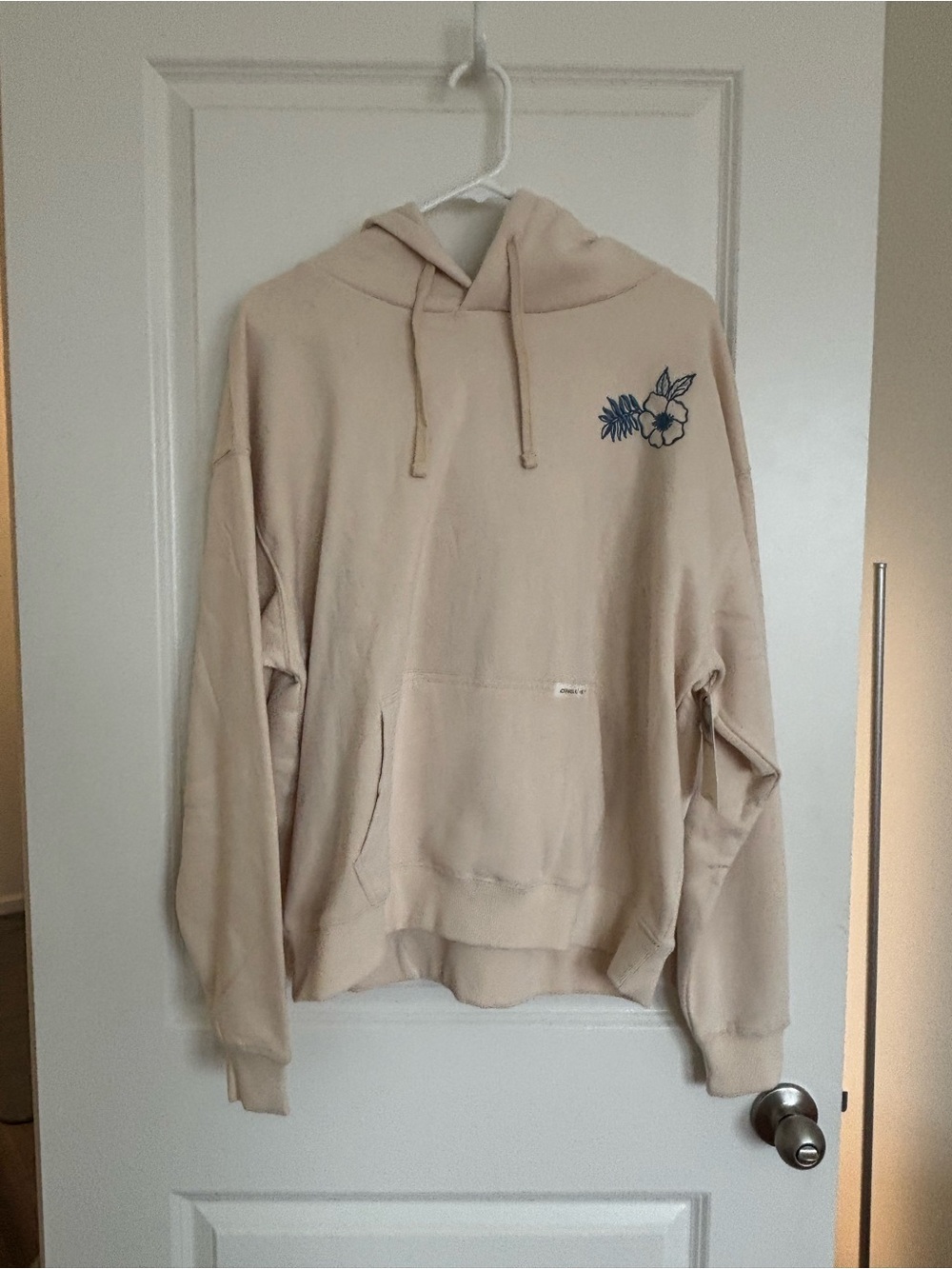 O'Neill Cream Crewneck Hoodie with Blue Floral Accent